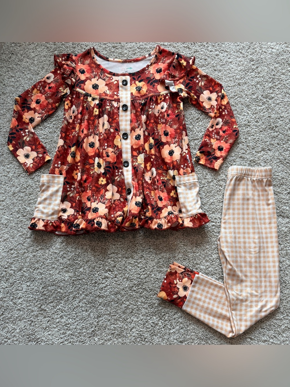 Fall / Thanksgiving Gigi & Max Girls Floral dress and Leggings Set size 4 / 5